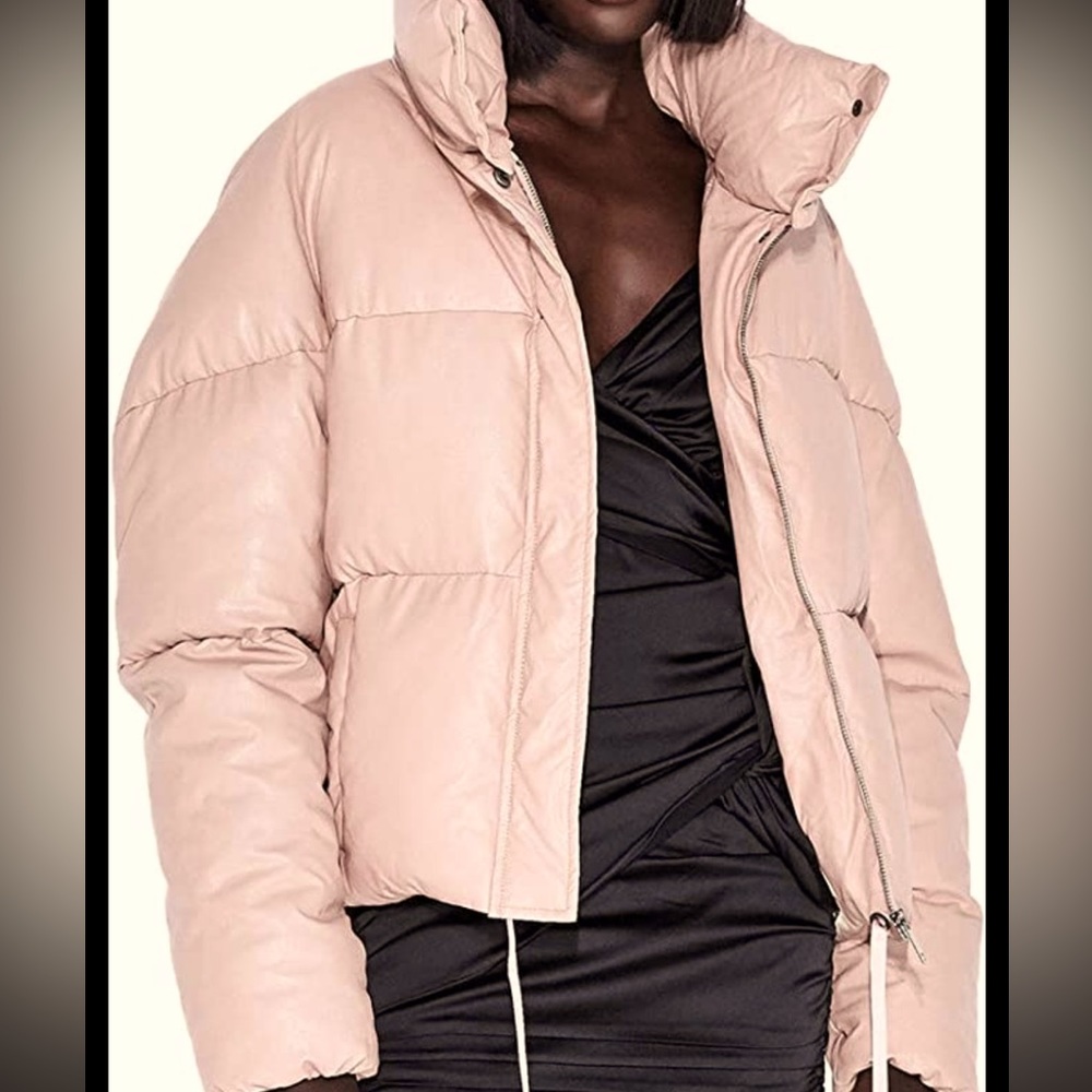 Apparis Women's Pink Camila Faux Leather Quilted Puffer Coat